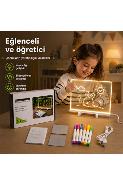 Bubitechh Işıklı Yazı Çizim Tahtası LED Drawing Board Çocuklar İçin Eğlenceli...