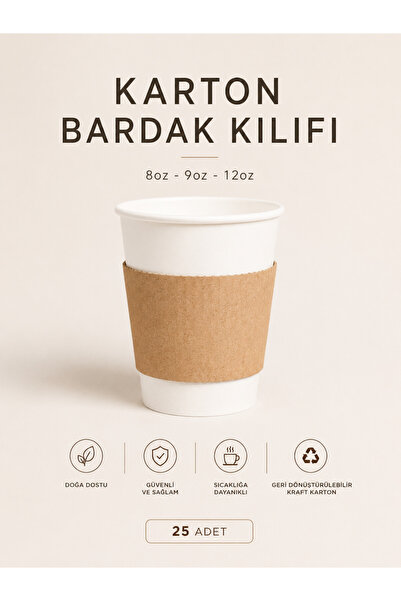 alenked Karton Bardak Kılıfı 8oz - 9oz - 12 Oz (25 ADET)