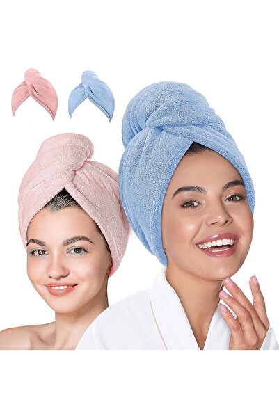 GVTECH Microfiber Hair Towel 2 Pack; Fast Hair Drying; Water Absorbent Cap fo...