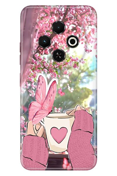 TECNO Spark 30C (KL5n) Kılıf Coffee Temalı Desenli Darbe Emici Silikon