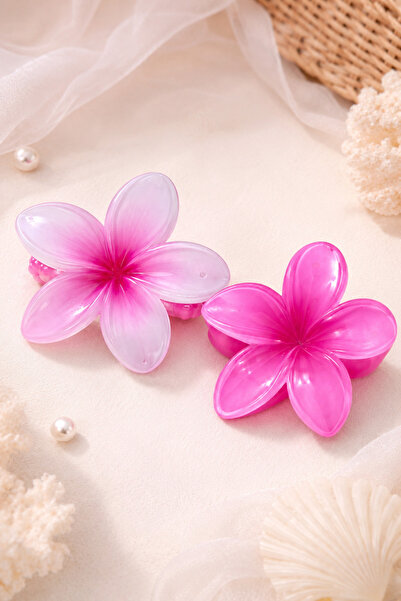 OEM Set de 2 agrafe de păr cu flori tropicale – Accesorii de vară, 7,5 cm