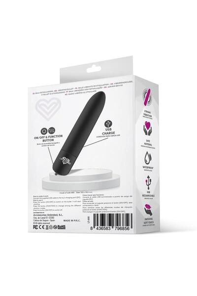 Latetobed Shoty Vibrator tip glonț USB, 10 viteze, motor puternic, negru