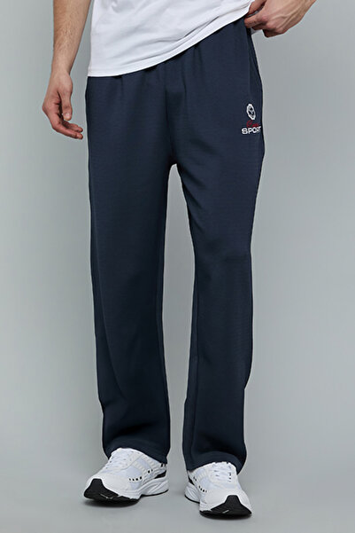R&B Embroidery Detail Knit Pants with Drawstring Waist