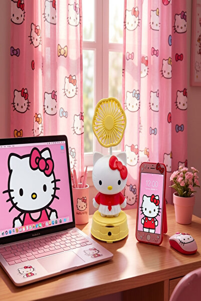 Küp Atölye Hello Kitty Masaüstü Şajlı Mini Fan Vantilatör