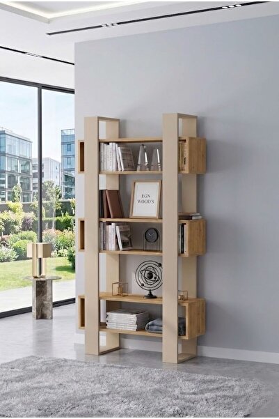 EGN WOODS Modern Dekoratif Kitaplık - 180x80 cm Kütüphane - Çok Renk Seçenekl...