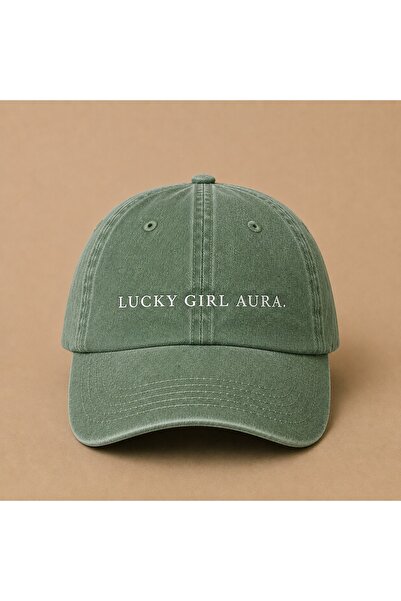 WeavedCo Lucky Girl Aura Embroidered Vintage Washed Cap Hat