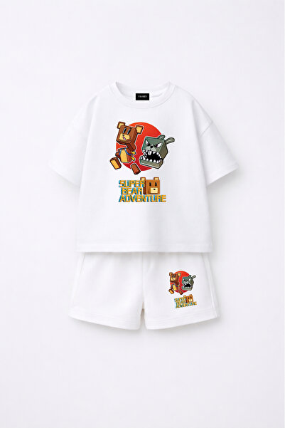 fasardi Super Bear Adventure Süper Ayı Baskılı Oversize %100 Pamuk Tişört Şor...