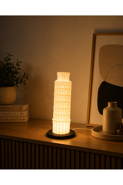 MARVİN CAT TETRA'S Pisa Kulesi 3D LED Gece Lambası – 3 Renkli 10 Kademeli Dok...
