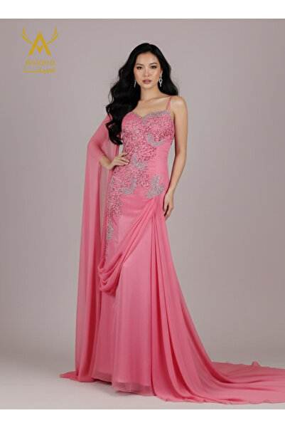 ASIAN Evana Dress Evana Evening Gown Made of Chiffon Fabric with Luxurious Em...