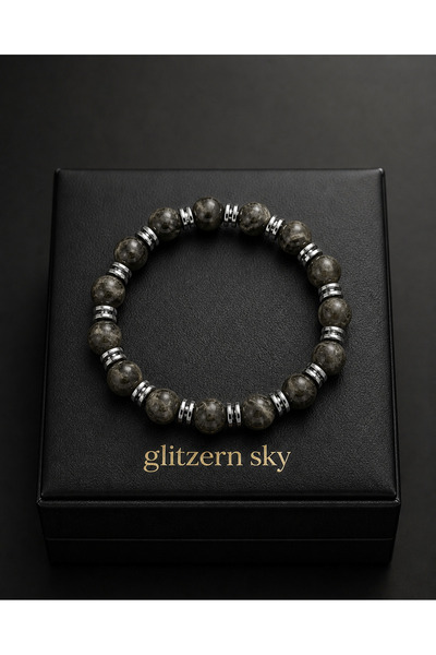 nss sky rock Quartz and Hematite Natural Stone Bracelet 8 mm Unisex Handmade ...