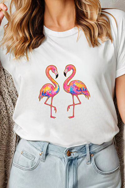 Sarah's Boutique Women's T-shirt – 100% cotton – Twin Flamingos