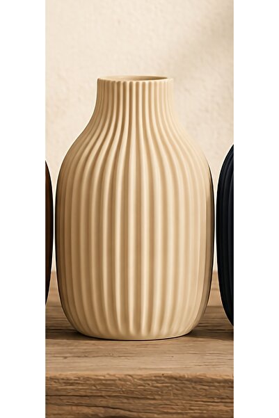 HANART Modern dekoratif şık vazo 20 cm krem