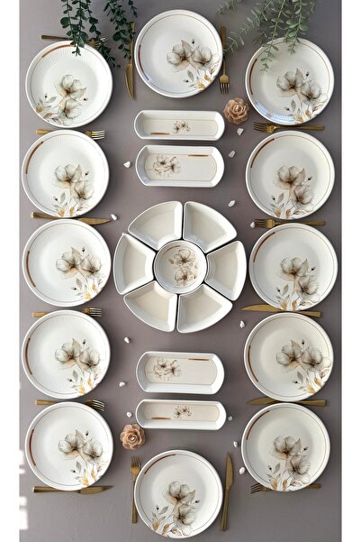 VENÜS HOME DECORATION Nevruz Model Rölyefli 12 Kişilik 23 Parça Modern Kahval...