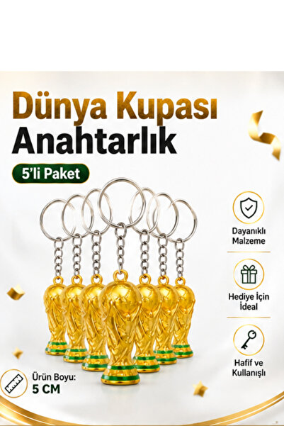 Printorium Dünya Kupası Figürlü Gold Anahtarlık 5 cm Hediyelik Taraftar Anaht...