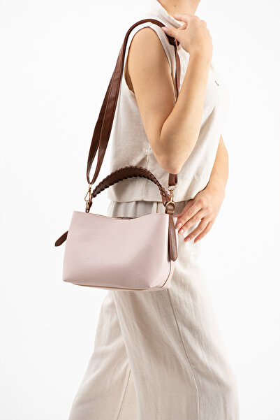 KIRASE New Special Knitted Handle Medium Size Hand and Shoulder Bag with Inte...