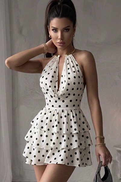 Tayt Factory Rochie mini cu volane în straturi și buline, cu accesorii