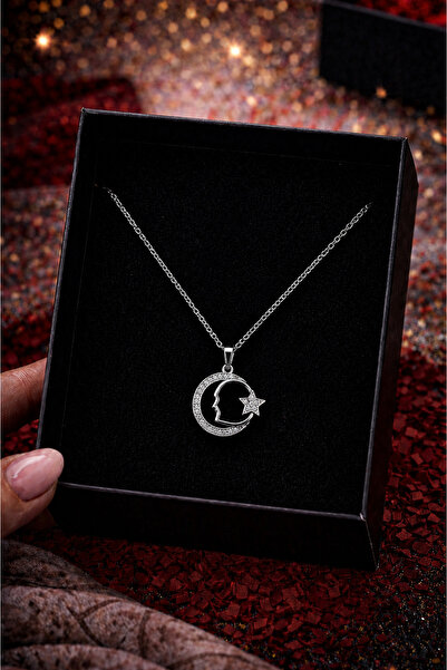 PULİNİN DÜKKANI Moon Star Figured Steel Necklace – Stainless Steel Elegant Wo...