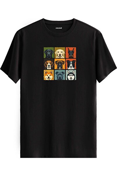 Colermi Retro Dog Collage Design T-Shirt
