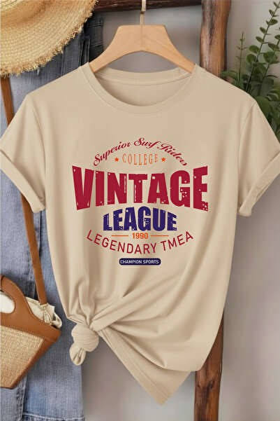 l'eivor Vintage League Printed Women's 100% Cotton T-Shirt