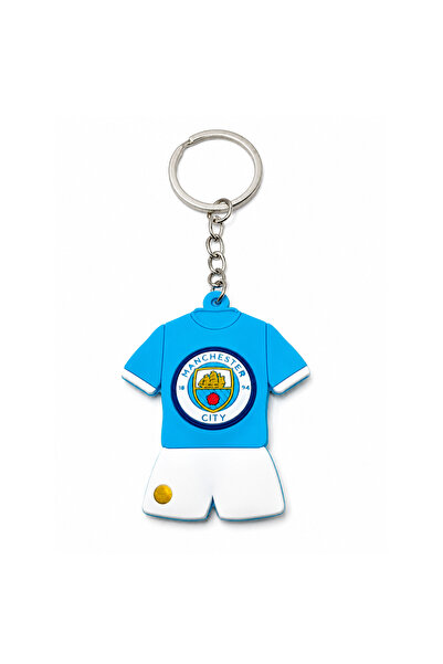 Manchester City FC Jersey Keychain PVC Fan Accessory with Raised Crest, Metal...