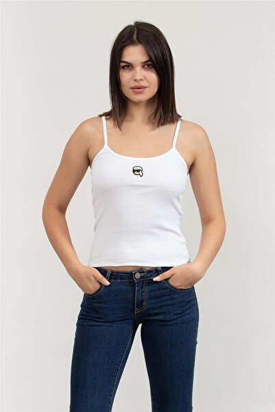Karl Lagerfeld Kadın Askılı T-Shirt Beyaz