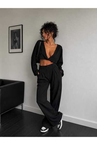 VOSSBOLD Black Combed Cotton V Crop
