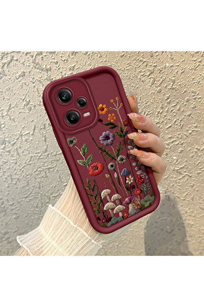 SLIMFELT Redmi Note 12 Pro 5G Uyumlu Yüksek Kaliteli Çiçek Desenli, Düşmeye D...