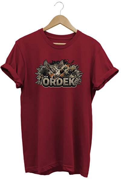 WİDİ Duck Graphic Printed Crew Neck Cotton Hunter Nature T-Shirt