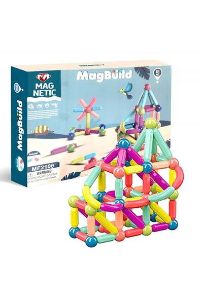 Puzzle Magnetic Rods and Balls Toys 65Pcs - Puzzle Intelligence and Creativit...
