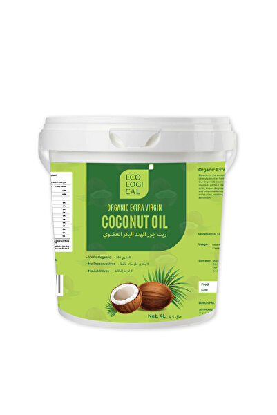 Ecological Organic Extra Virgin Coconut Oil 4L - Cold Pressed, Unrefined, and...