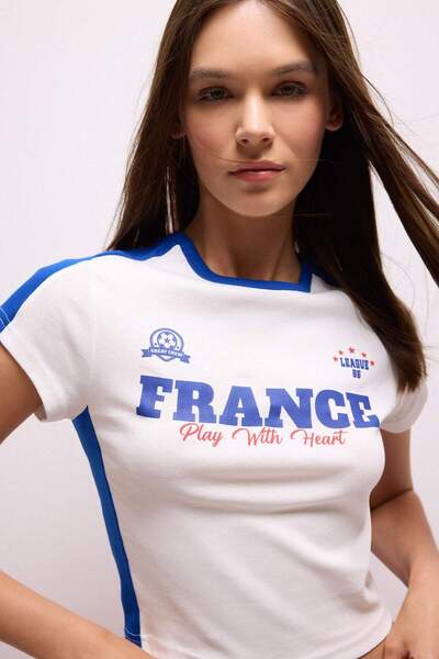 DeFacto World Cup Fitted Crew Neck Printed Ribbed Short Sleeve T-Shirt I1293A...
