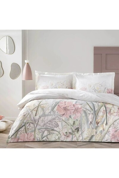 Taç Lenjerie pat 1 persoana bumbac 100% satinat model floral, TAC Mako-Satin,...