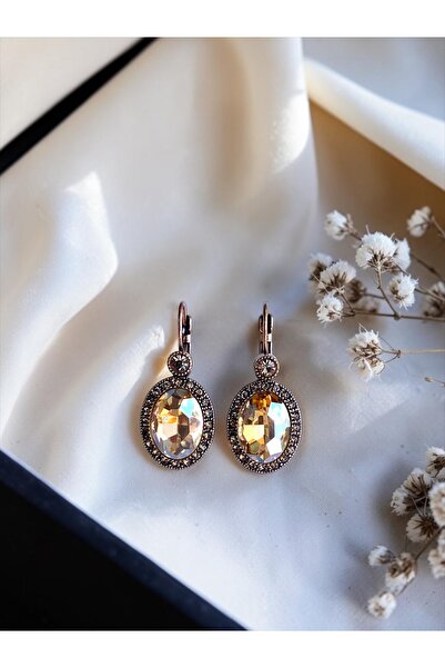 FAYRA ACCESSORIES أقراط بيضاوية من حجر الكريستال