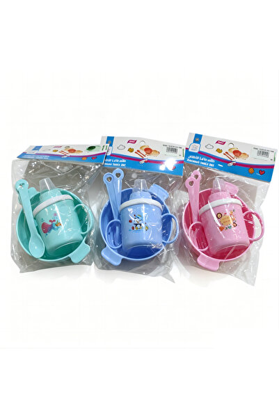 Unbraded Children's Tableware Set with Cup, Saucer, Spoon & Fork – Pink / Blu...