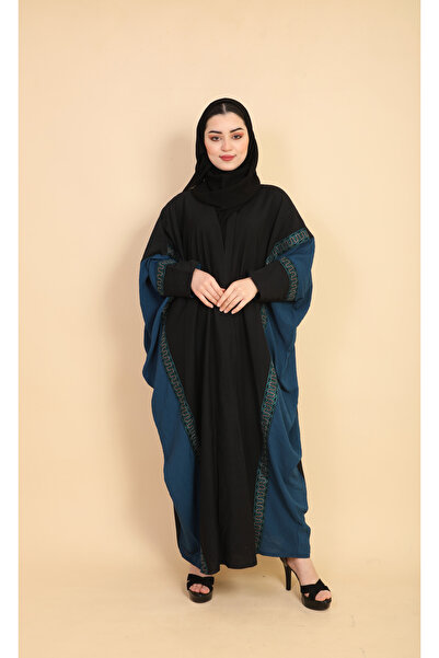 Stylish Fashion Stylish Fashion Lenn Wrap Abaya in Lead Grey with Elegant Emb...