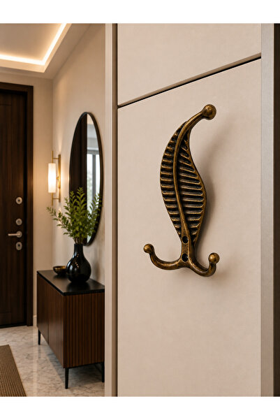 Haskan Yaprak Portmento Askı Metal. Vestiyer, Dolap ve Duvar için Lüks Askı