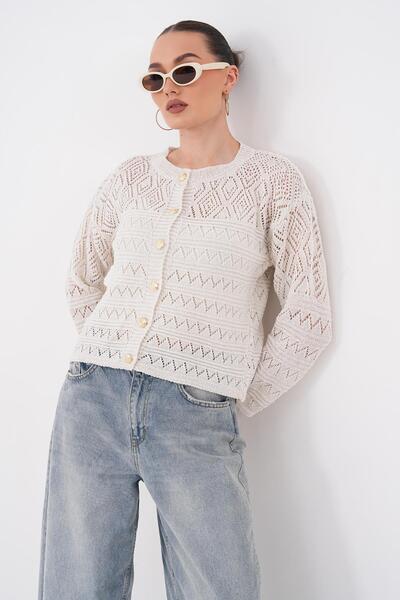 ŞİMAL Women's Button Closure Knitwear Knitted Cardigan 260505 -