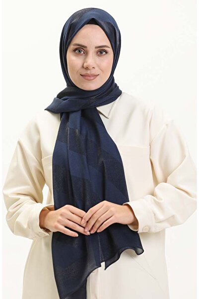 sefamerve Patterned Carmen Shawl 70226-08 Navy Blue