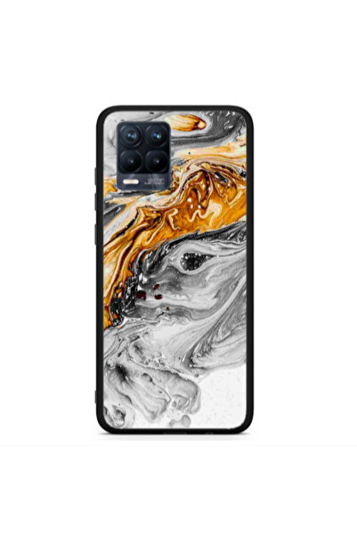 Other Realme 8 Marble gray Patern Black Glossy Θήκη
