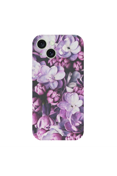 Other Apple iPhone 15 Plus Purple Flowers Transparent Silicone TPU Θήκη