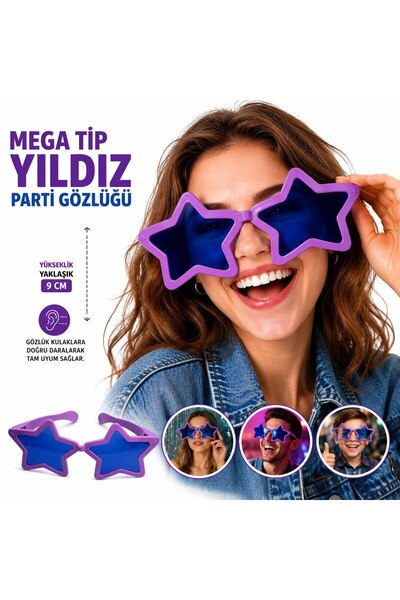 Marsilyan Mega Tip Star Party Glasses Purple Color Ilkelgrp-Mrs342