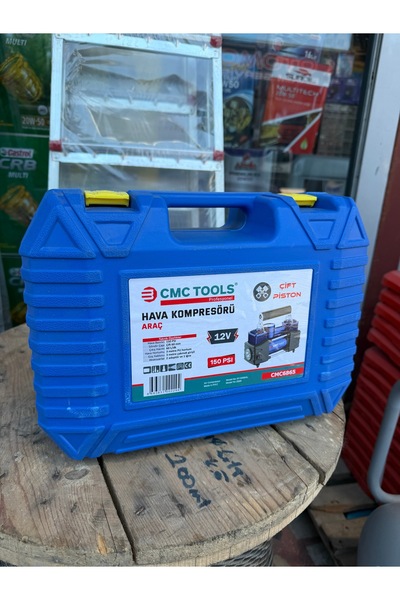 CMC Tools Çift Pistonlu 12V Araç Hava Kompresörü 150 PSI – Taşıma Çantalı Pro...