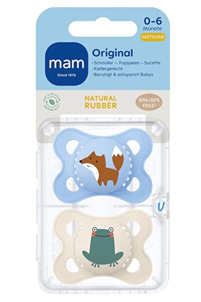 MAM Orijinal l Emzik 2'li Set I Sterilize Kutuda I 0-6 Aylık I Tilki/Kurbağa