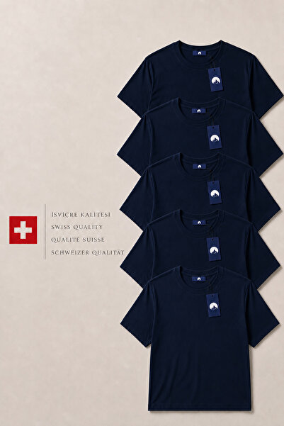 Nord Saga Swiss Quality 5-Pack Premium Cotton Basic T-Shirt Navy Blue