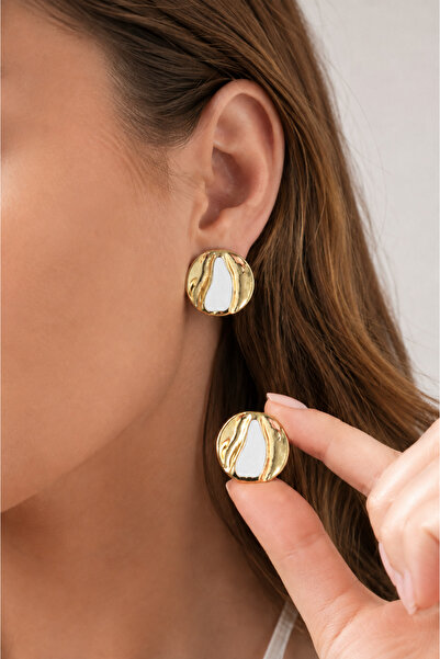 MRK Women's Wavy Enamel Earrings