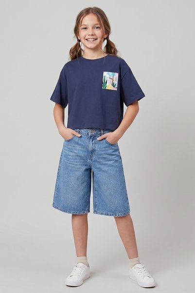 Dmb Kız Çocuk Crop Pamuk T-Shirt