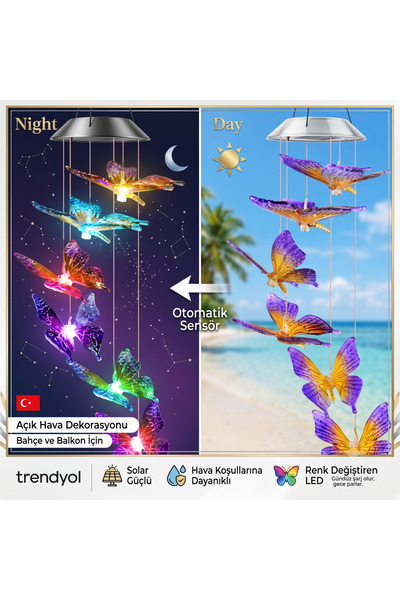 Voyager Solar Güneş Enerjili Bahçe Dekoru LED Işıklı kanatlı *belebek butterf...