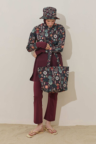 Fahhar Τσάντα παραλίας Graphic Flora Plum
