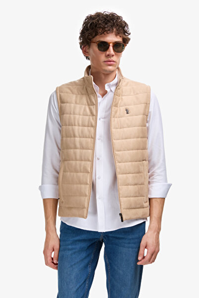 U.S. Polo Assn. سترة جلدية بيج للرجال 50324609-591
