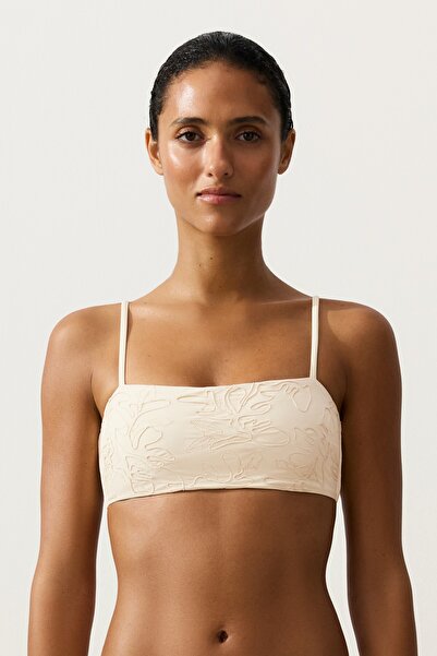 Oysho Çiçek işlemeli ve şerit detaylı straplez bikini